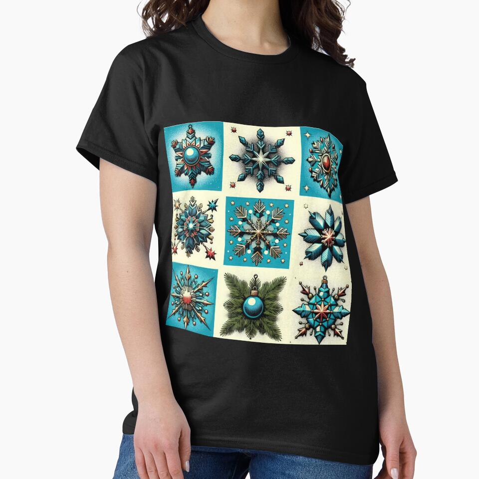 Christmas Pattern blue crystal snowflakes,Vintage Christmas Pattern,christmas retro,retro vintage christmas,vintage art by Expressions-Sel