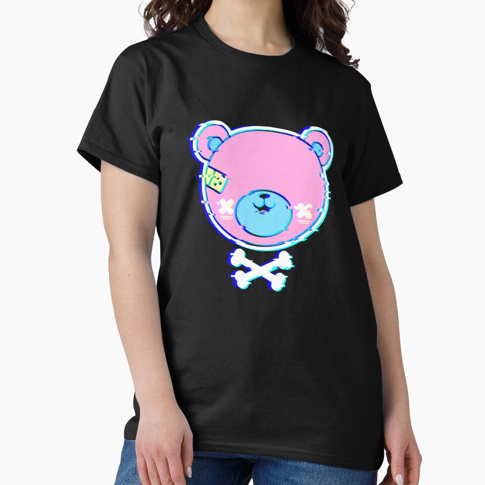 Cute Kawaii Goth Bear Glitch Creepy Pastel Goth Vaporwave by swiftyspade
