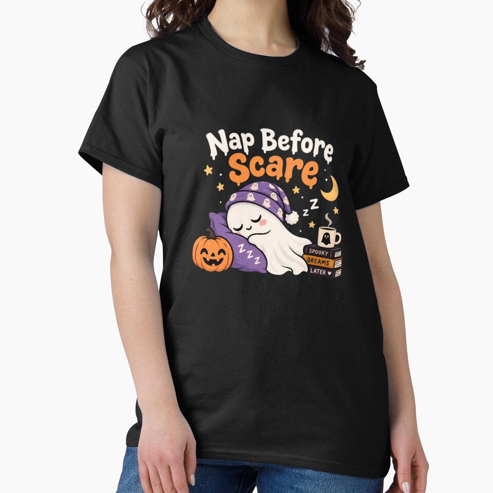 Cute Sleeping Ghost Halloween Shirt – Nap Before Scare Funny Spooky Ghost Sleep Design by Sanika arts