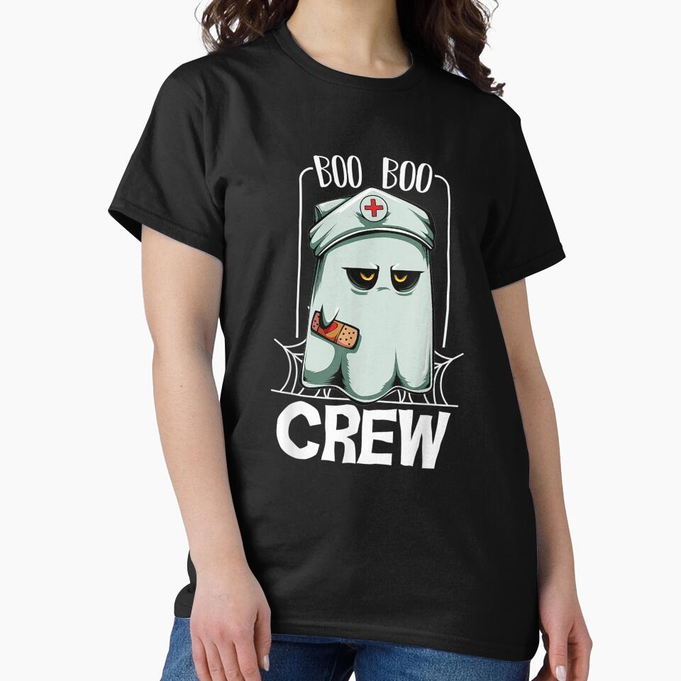 Boo Boo Crew Nurse Ghost Funny Scary Halloween Quotes by hanesmlwn64
