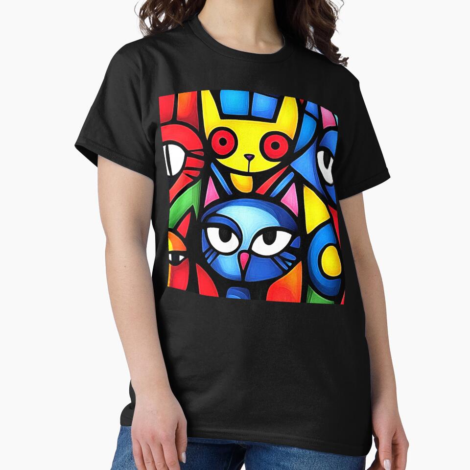 Pop Art-Inspired Colorful Vibrant Cats Abstract Designs by DEC02