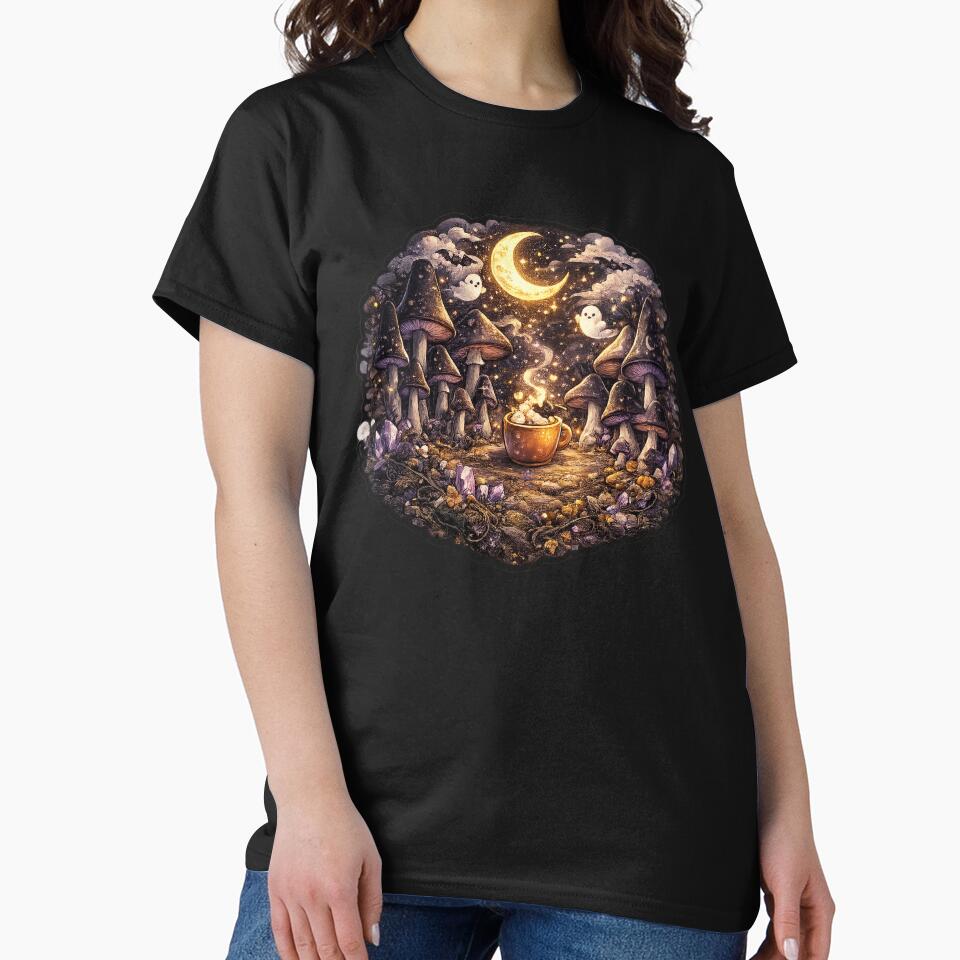 Gothic Moonlit Mushroom Grove Sticker by RDcollections