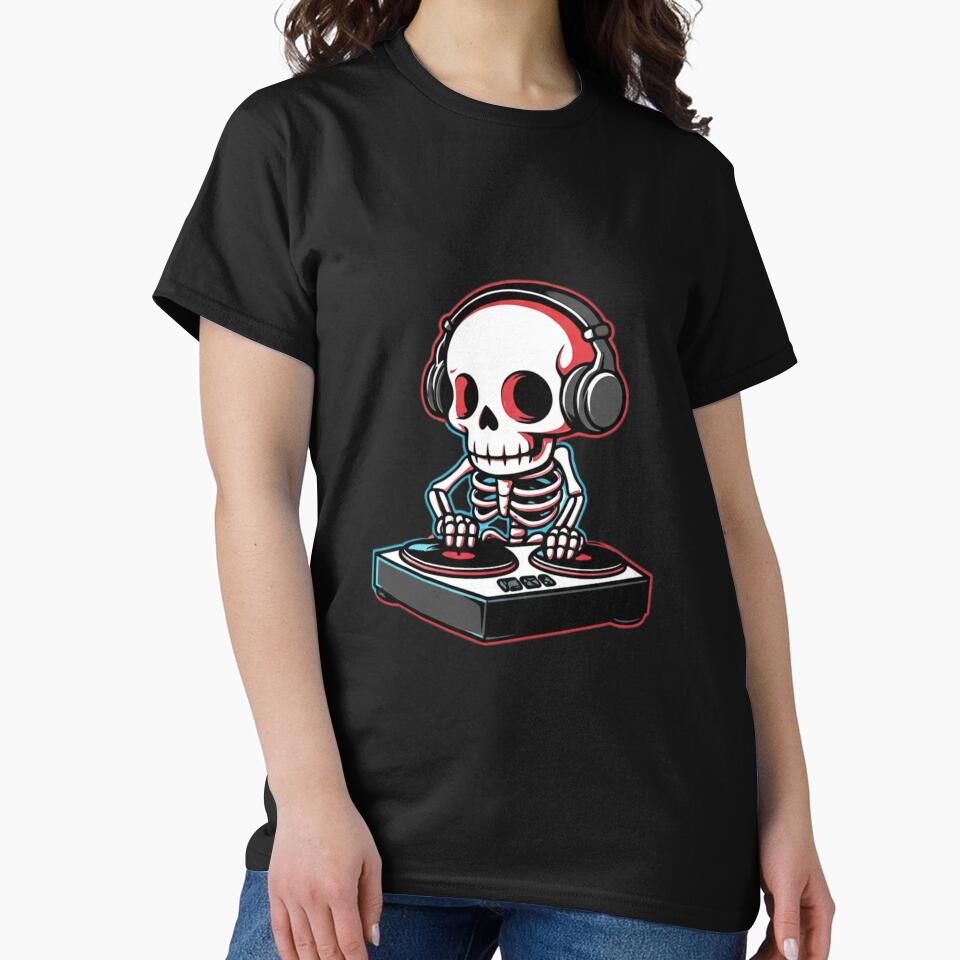 Funny Chibi Skeleton DJ Halloween Cute Spooky Music Skeleton Design by ColorSplash123