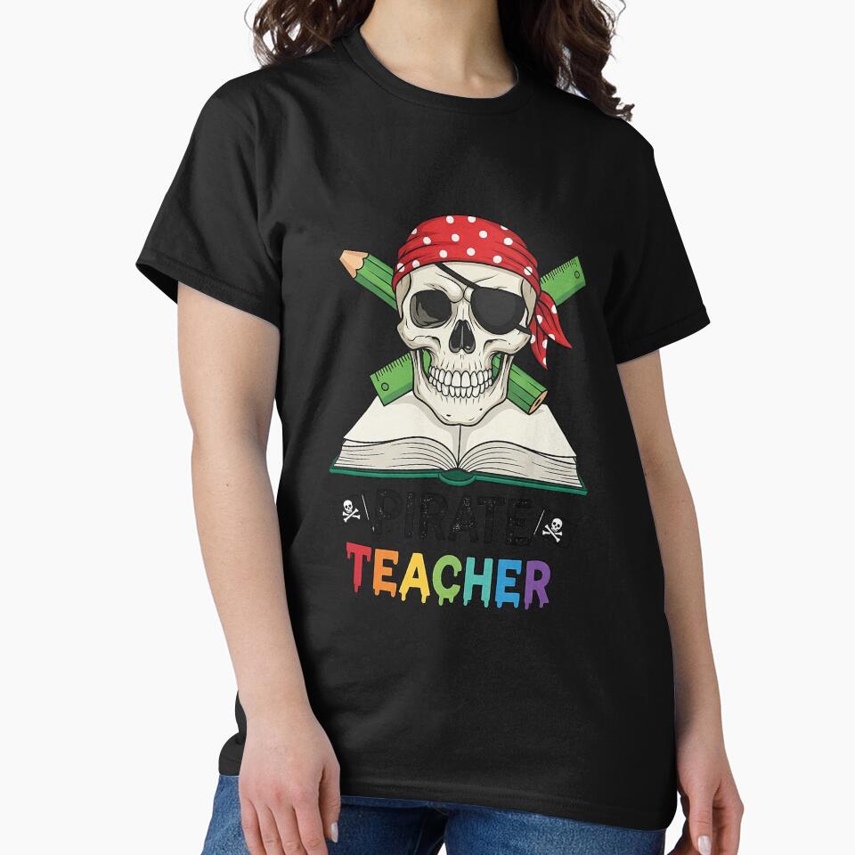 Pirate Teacher Halloween Funny Skull Classroom by Hananiah Merch