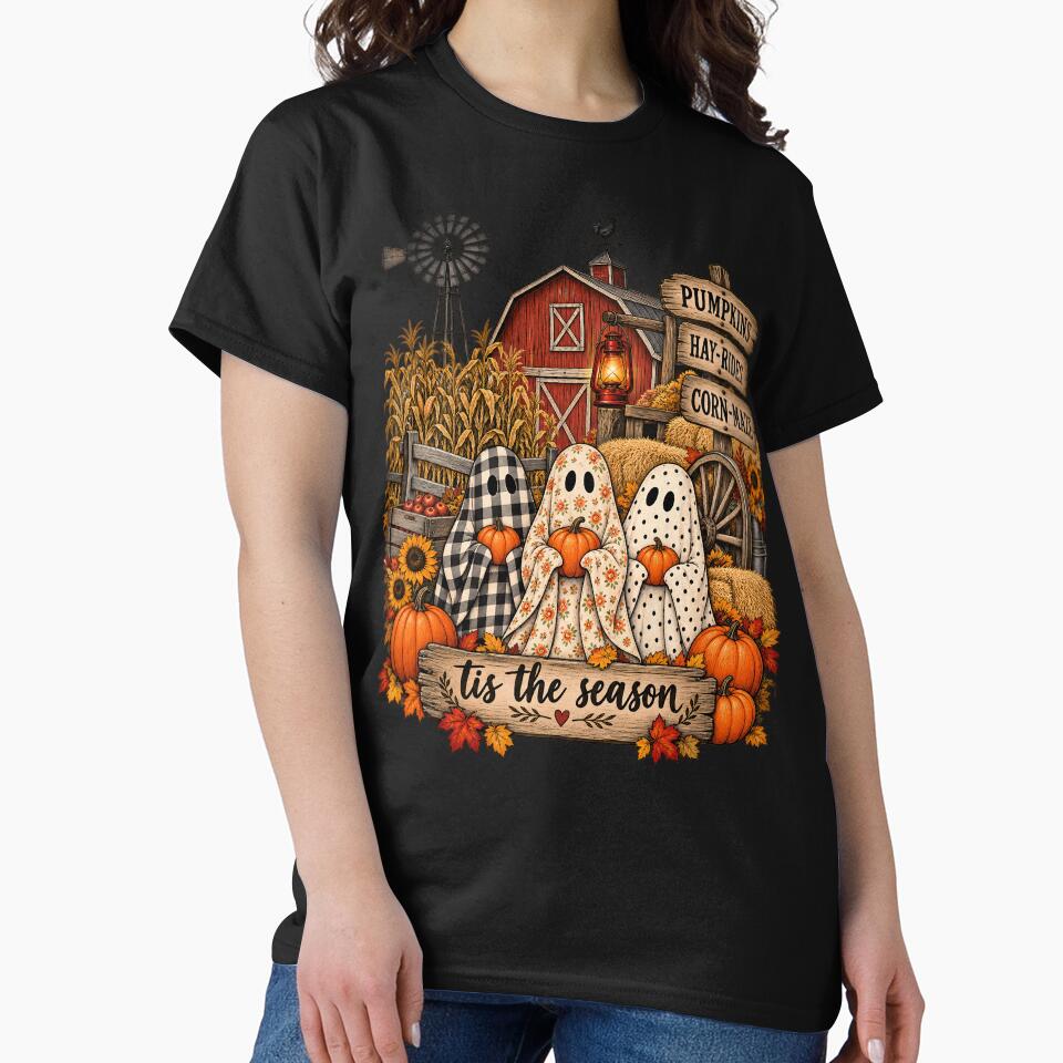 Vintage Halloween Farm Ghosts Pumpkin Patch Fall Harvest It’s the Season by ArcaneArtistry