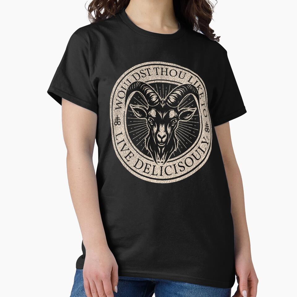 Live Deliciously Leviathan Cross Goat Black Horror Movie Fan by zptees