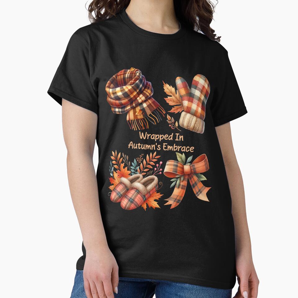 Wrapped in Autumn’s Embrace – Cozy Fall Plaid Scarf Mitten and Slippers Design by Dantin