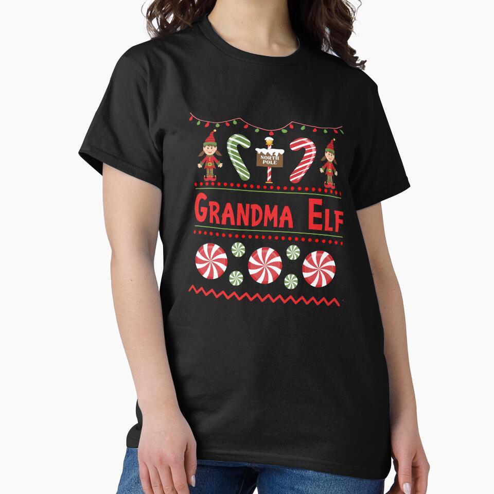 Grandma Elf Ugly Sweater Christmas Elf Design by SpiritWestDesig