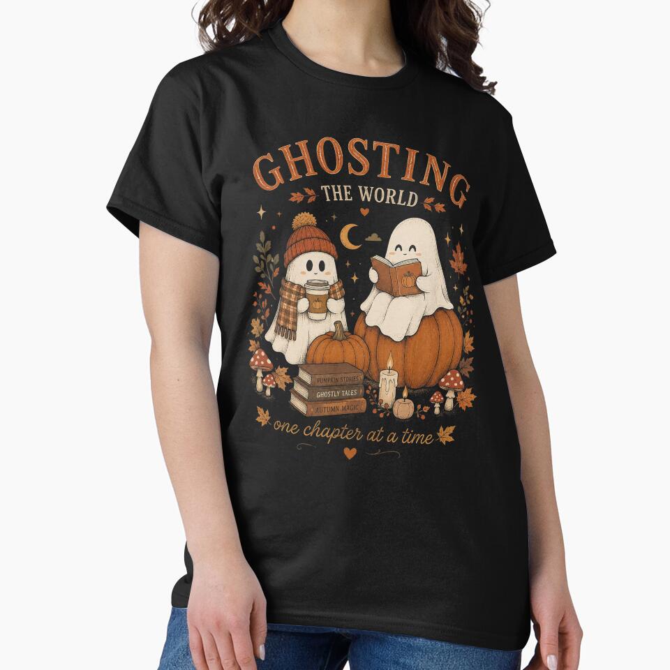 Ghosting the World One Chapter at a Time, Bookish Ghost Halloween Reading Gift by Quiajia
