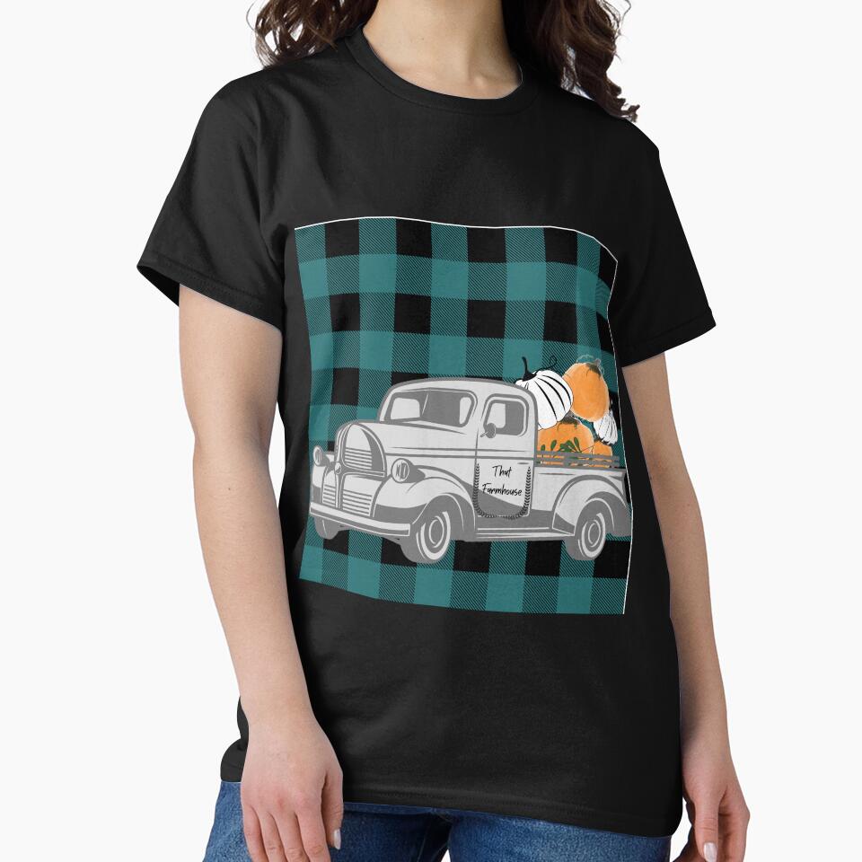 Farmhouse Plaid Vintage Truck Pumpkin That Farmhouse by Drnksuzys