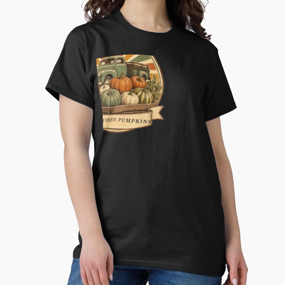 Farm Fresh Pumpkins Vintage Truck Fall Badge by RetroThreadWorks