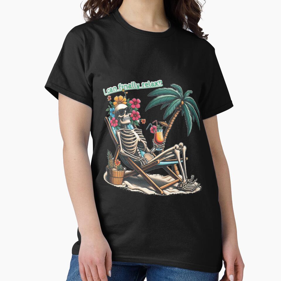 I can finally relax! Beachside Vibes with our Chilled-Out Skeleton Tee! by Starwebd