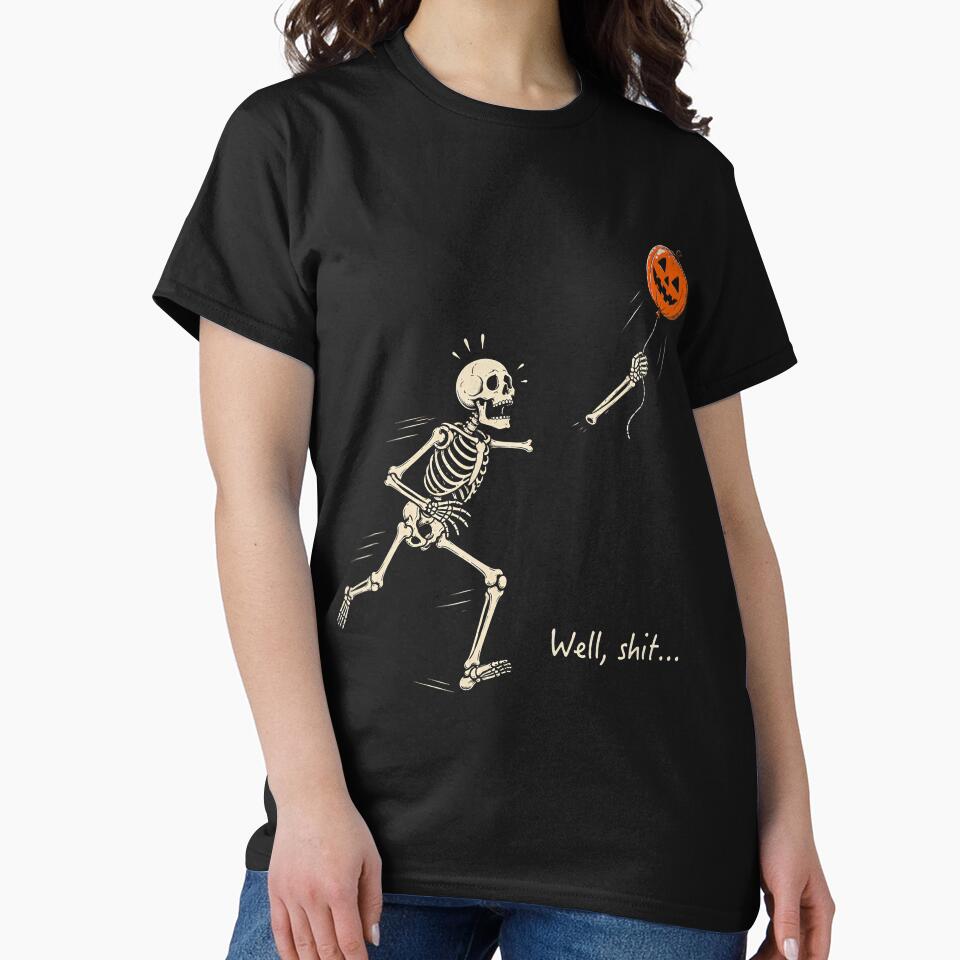 Skeleton Lost Balloon Retro Funny Halloween Design by jerrimisty889