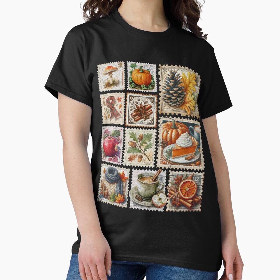 Fall Postage Stamp Cozy Autumn Design by Honominu
