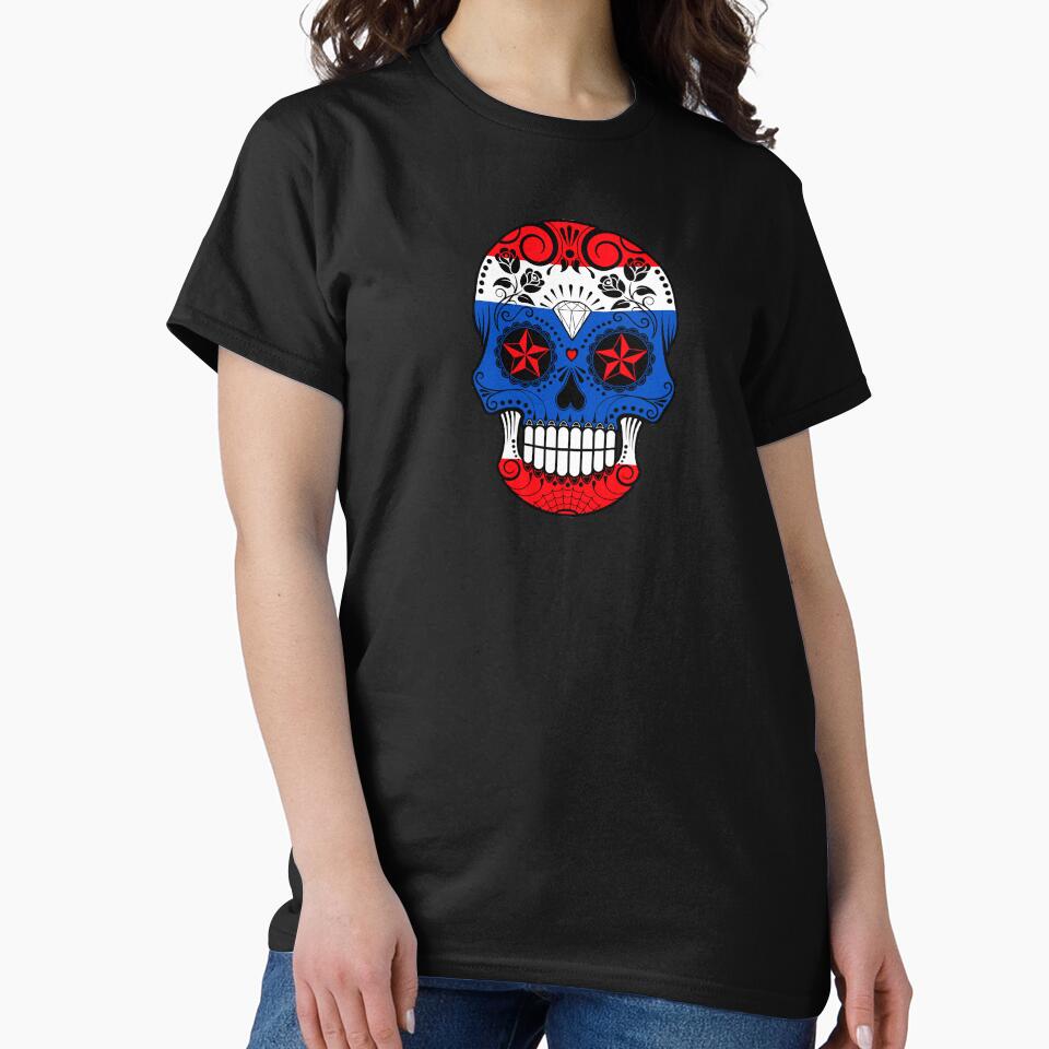 Sugar Skull with Roses and Flag of Thailand by JeffBartels