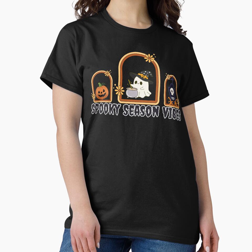 Spooky Season Vibes Halloween T-Shirt by CottonCandyPrints