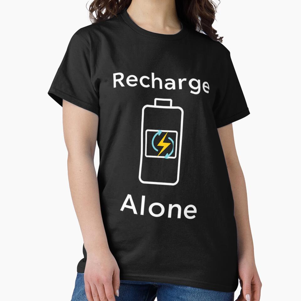Recharge Alone Introvert Battery Quote Art by artlife4