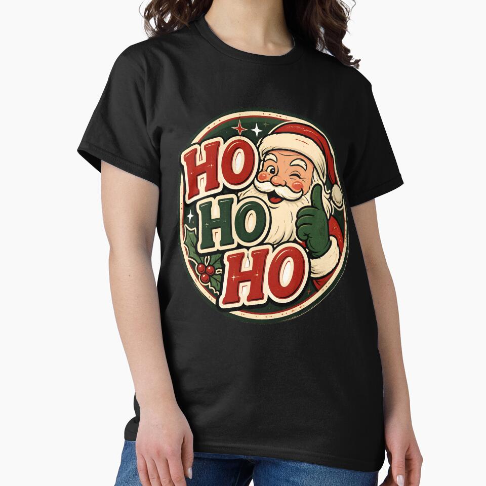 Ho Ho Ho Vintage Retro Badge Christmas Design by KristenosNehk