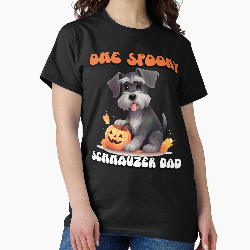 One Spooky Schnauzer Dad Funny Cute Halloween Dog by NoonMoonApparel