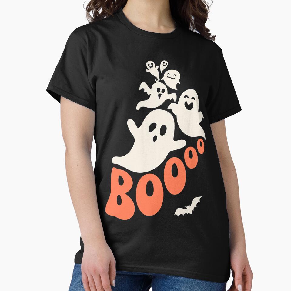Boooo Spooky Season Ghost Retro Halloween Trick Or Treat by yasukocora8dbe
