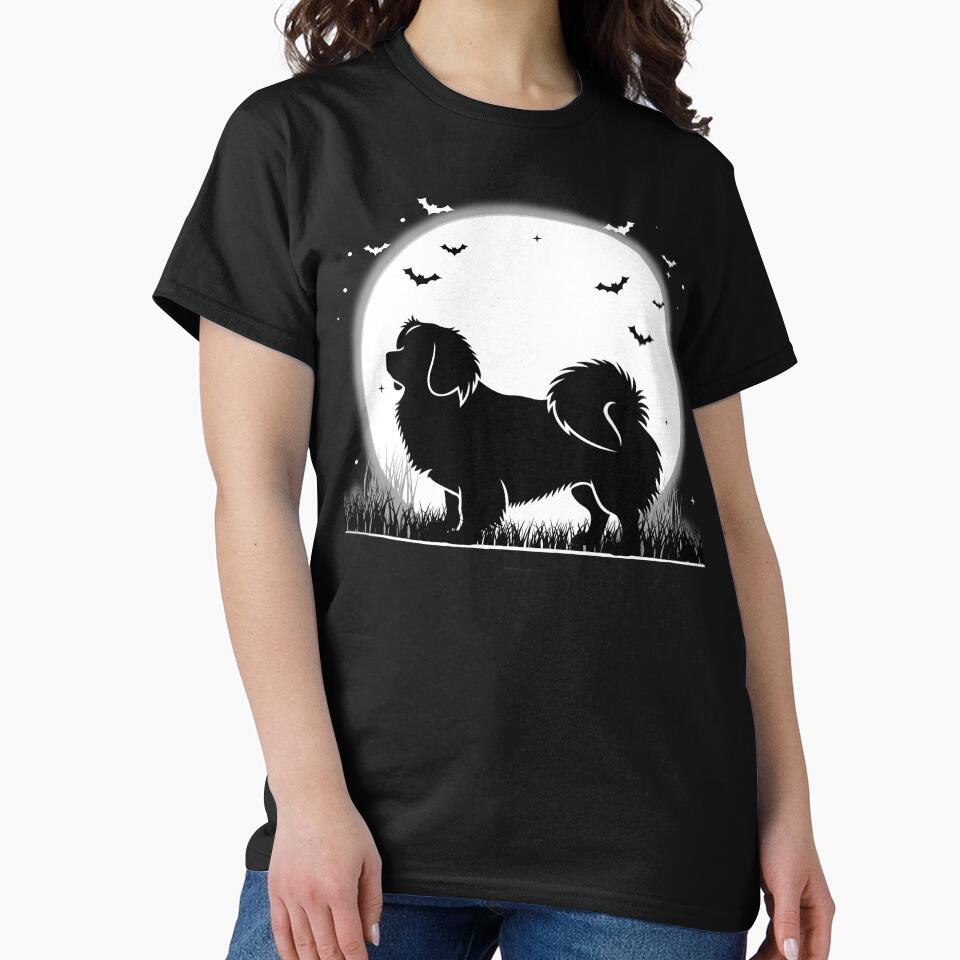 Tibetan Spaniel Dog – Halloween Moon Silhouette by The Real Life Symphony