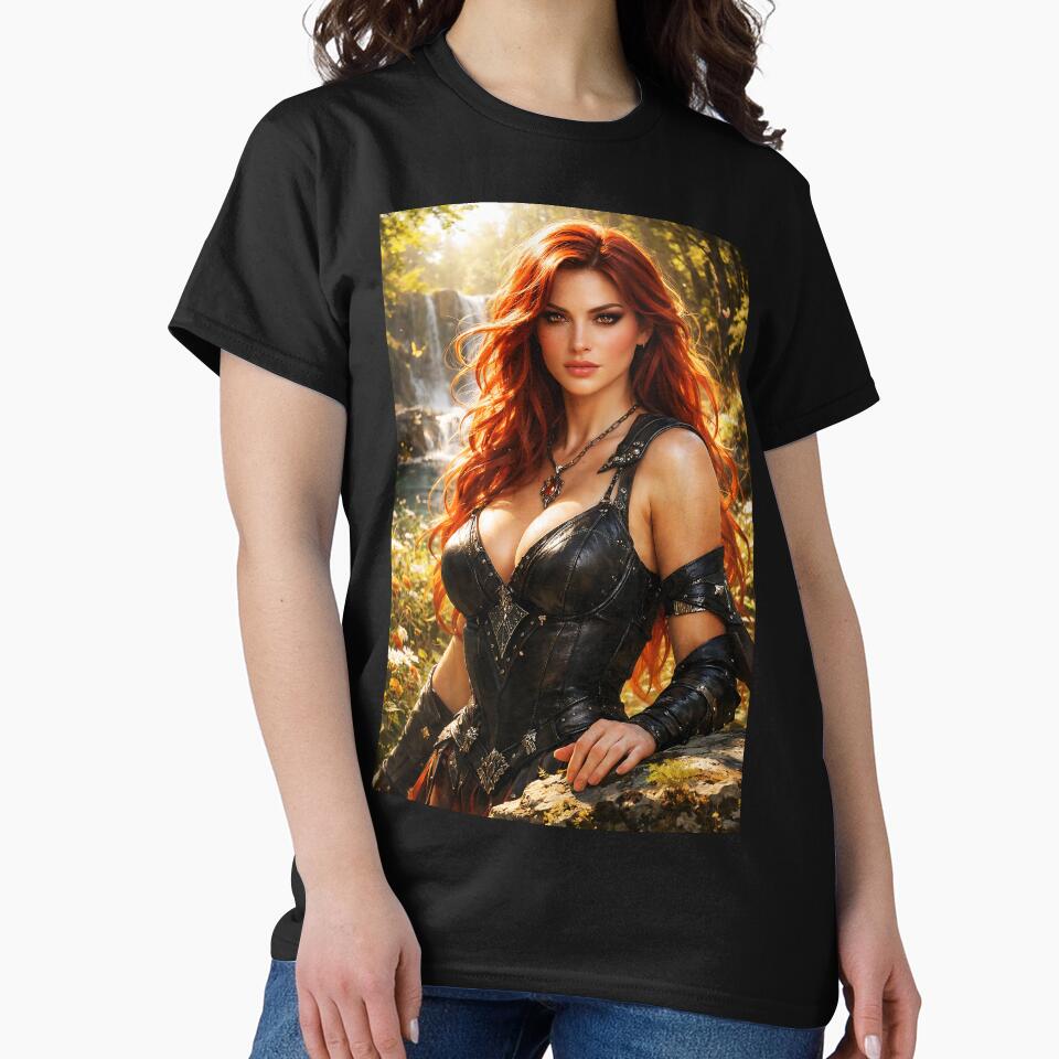 Fantasy Redhead Warrior Woman by Waterfall | Dark Fantasy Art Print by thor81pl