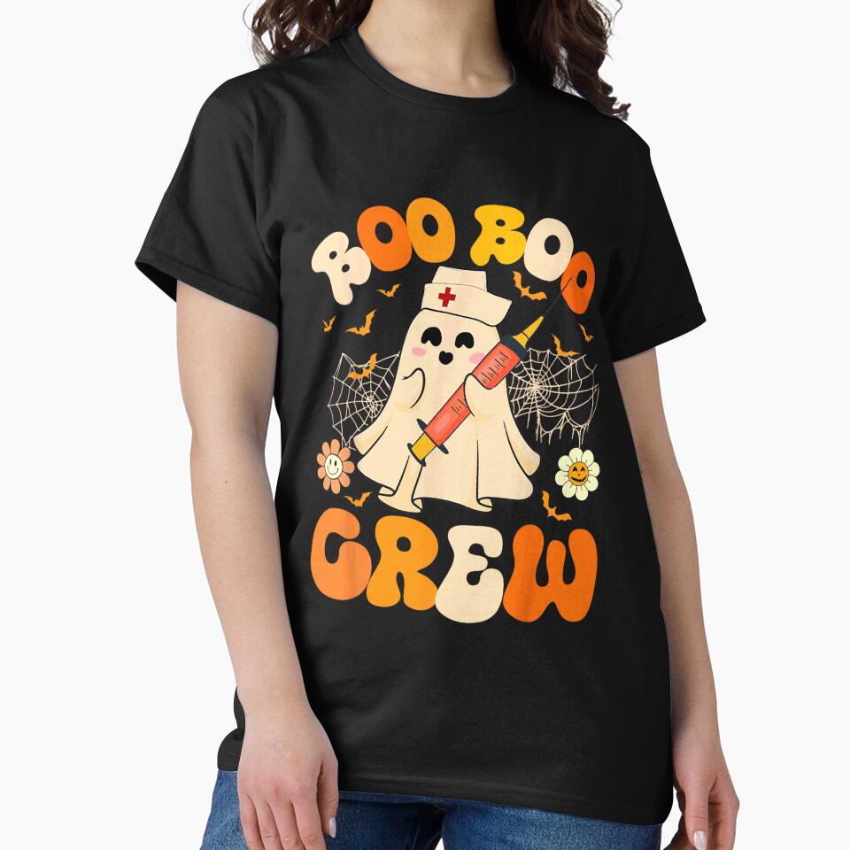 Boo Boo Crew Funny Ghost For Nurse, Retro Halloween Gift For Nursing RN by rosettegeberth