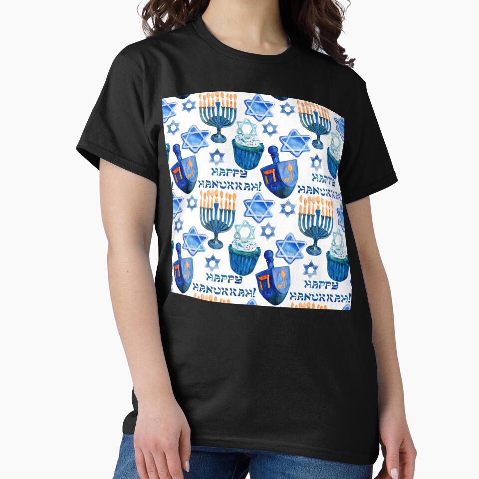 Hanukkah Pattern: Menorahs, Dreidels, and Star of David by DEC02
