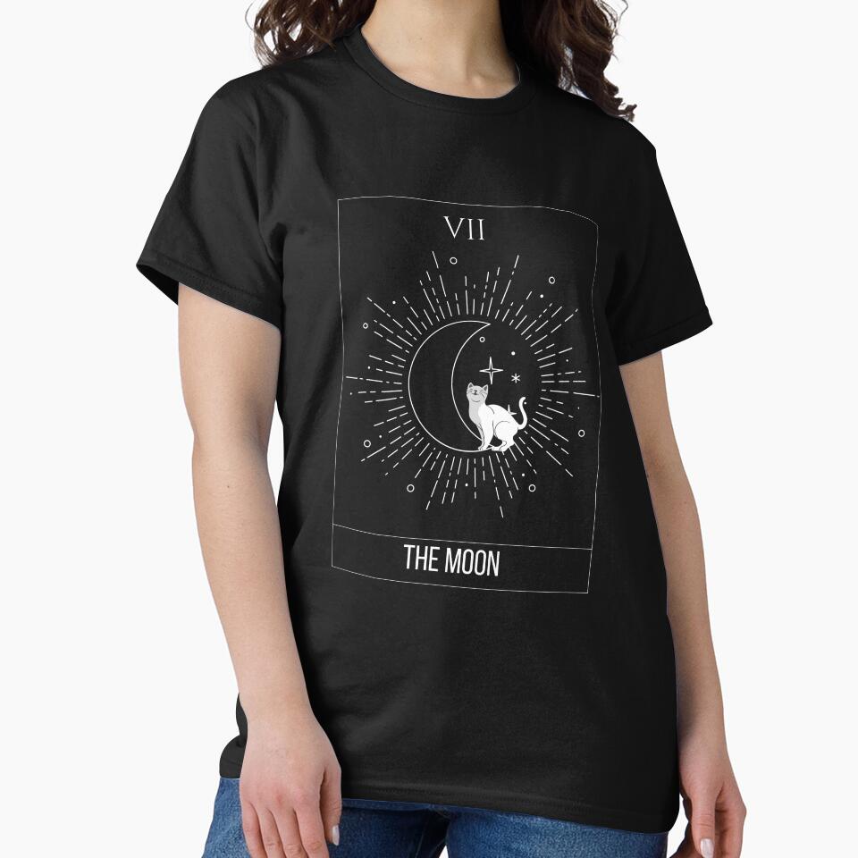 Tarot Card Crescent Moon And Cat Eye Graphic Vintage T-Shirt by Nizznoy