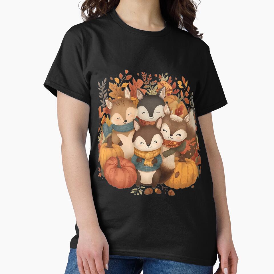 Cozy Autumn Fox Family: Cute Watercolor Fall Animals & Pumpkin Patch Art by VibranPalette