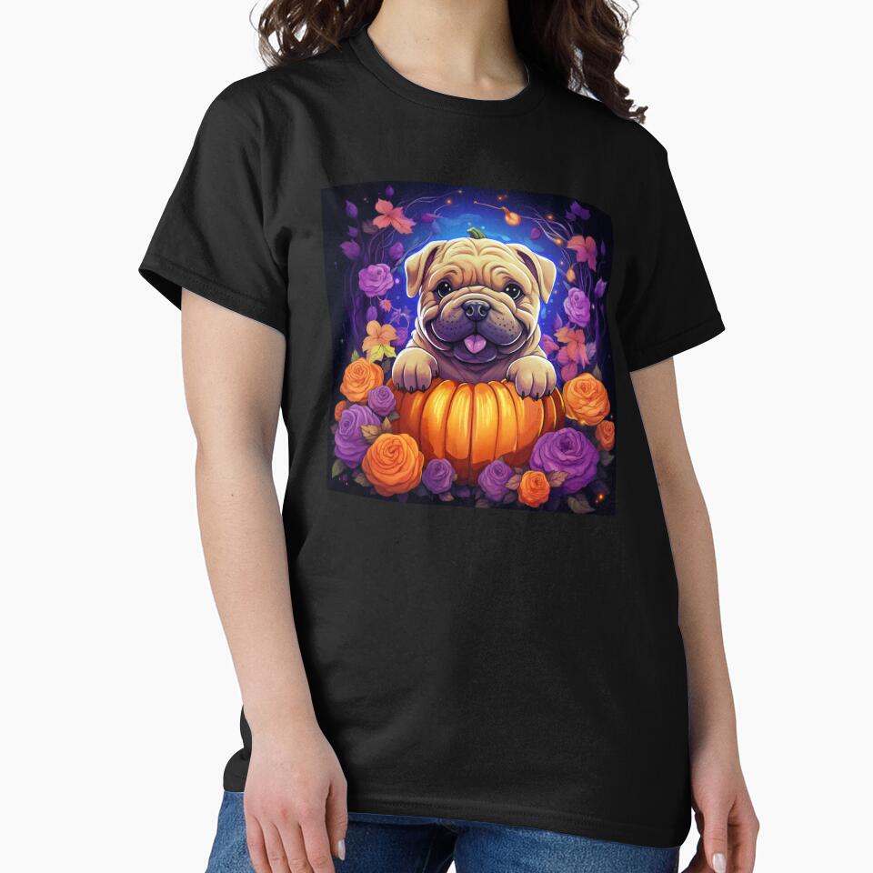 Spooktacular Paws Shar-Pei Dog inside a Pumpkin by HalloweenMStore