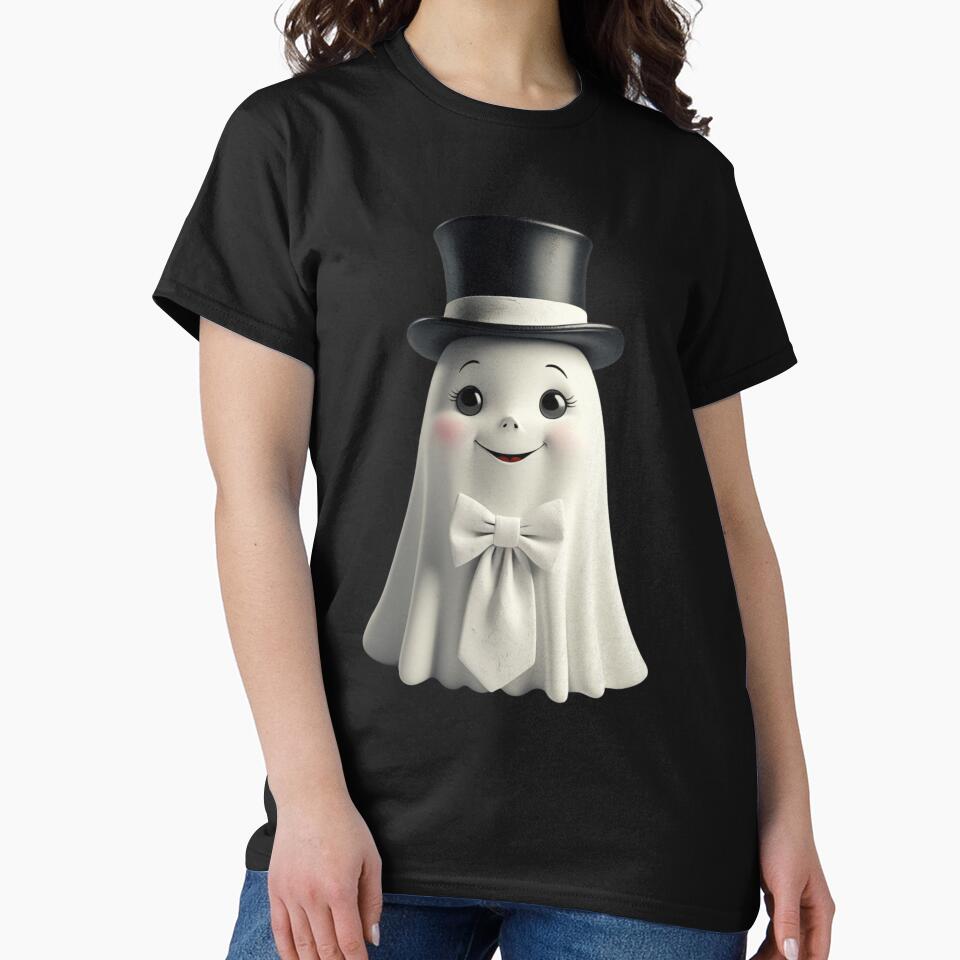 Friendly Ghost in Top Hat – 1930s Halloween Sticker by Almond Paper Co.