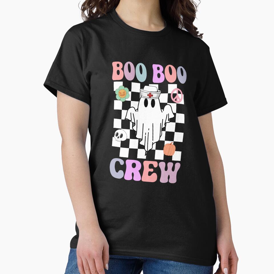 Boo Boo Crew Nurse Halloween Costume Matching Nurse Party Cute T-Shirt by AUAINO