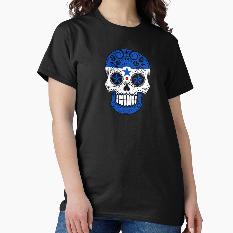 Sugar Skull with Roses and Flag of Honduras by JeffBartels
