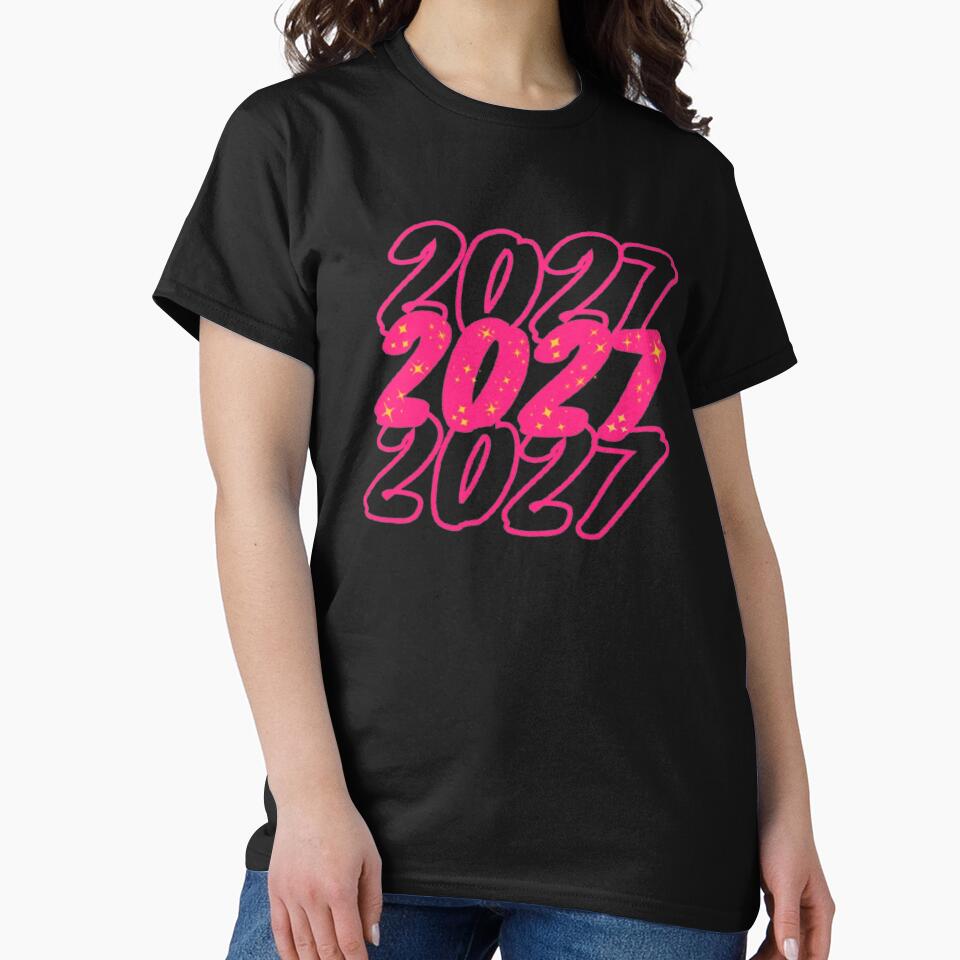 Pink Sparkly Trippy 2027 Year Typography by CamilasPrints