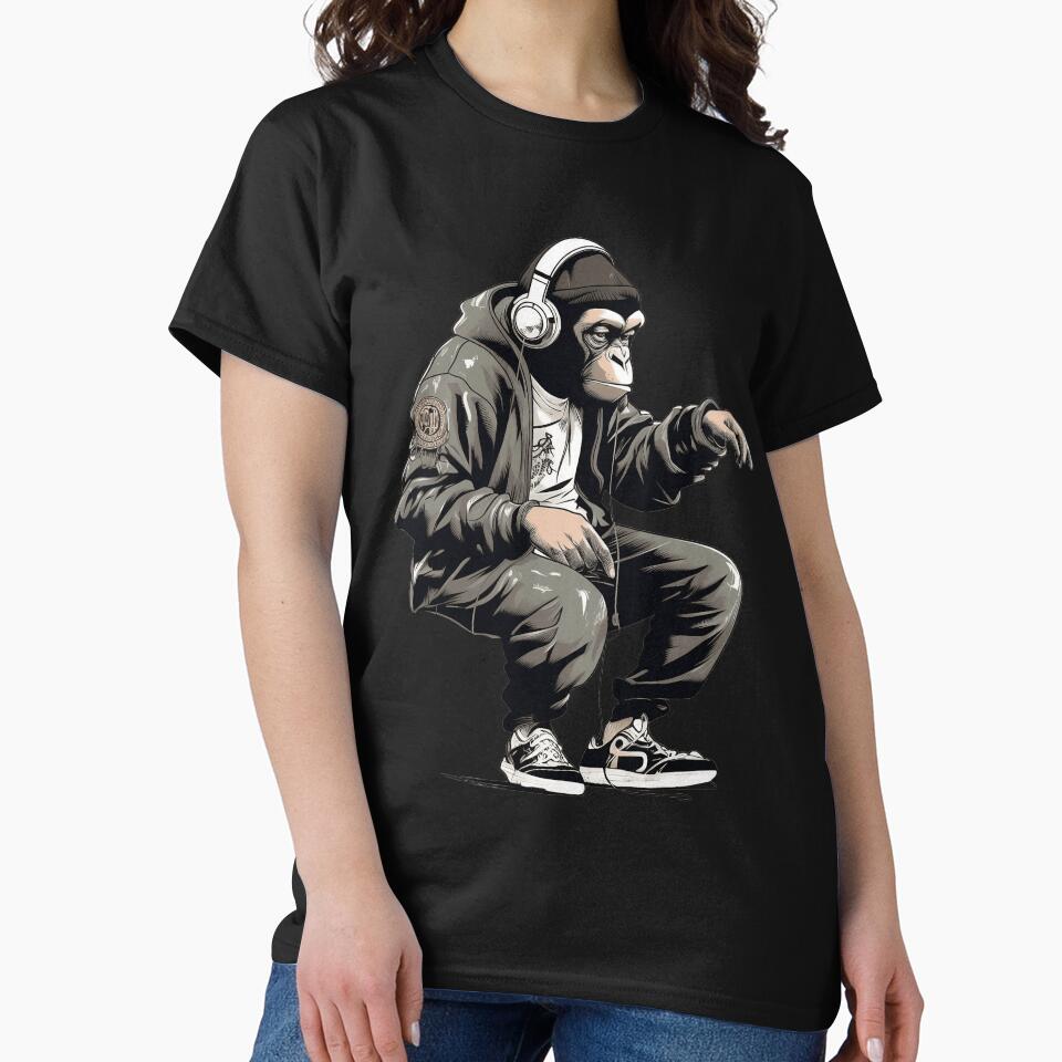 Banksy DJ Monkey Thinker with Headphones by hamishby