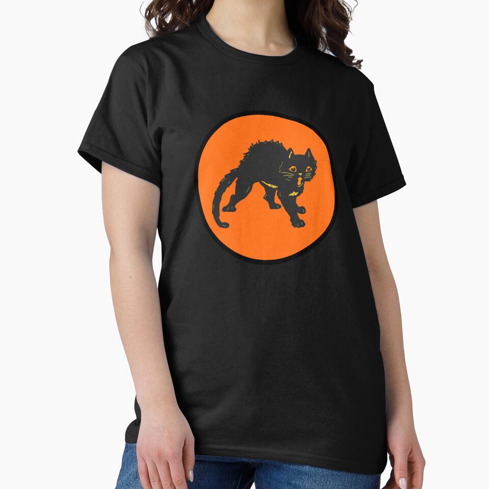 Vintage Halloween Style Black Cat, Halloween Black Cat by CreepingWillow