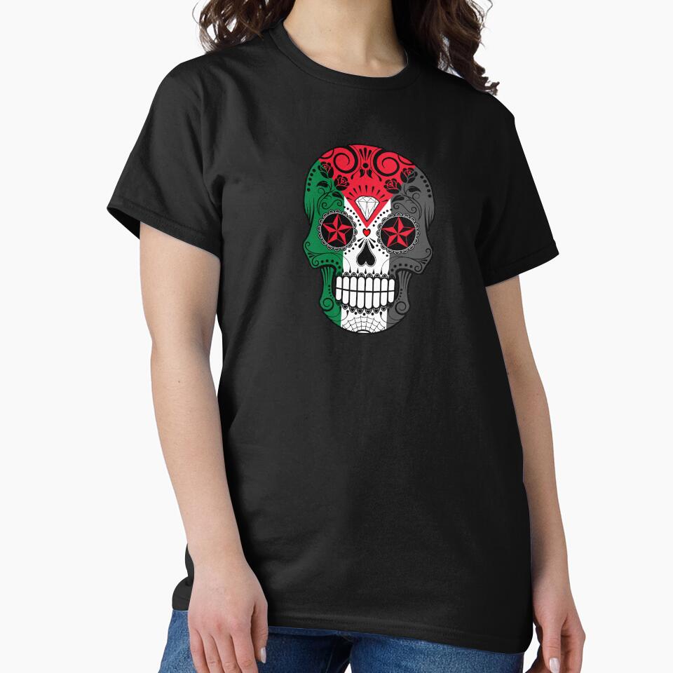 Sugar Skull with Roses and Flag of Palestine by JeffBartels