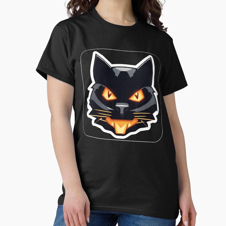 Pixelated Black Cat: Blocky Sticker Print by cabana.space
