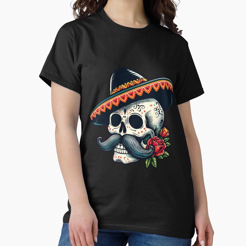 Big Mustache Sugar Skull with a Sombrero Dia de los Muertos by Ikon-Luminis