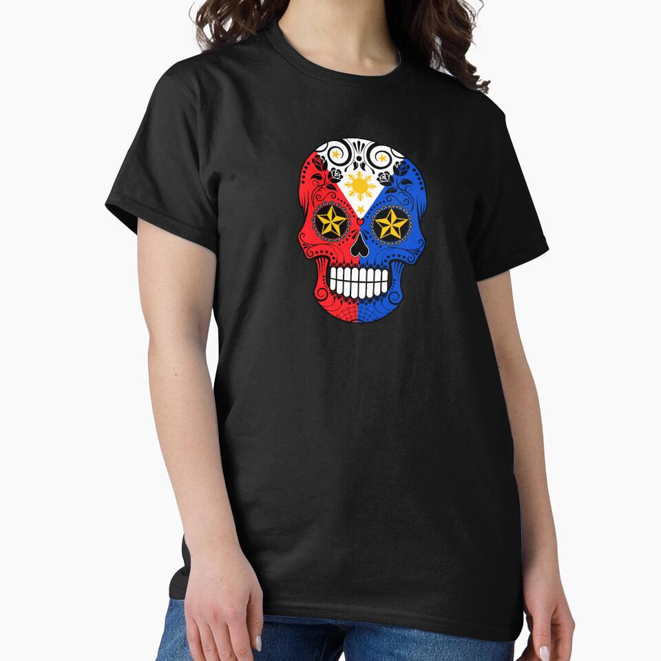 Sugar Skull with Roses and Flag of The Philippines by JeffBartels