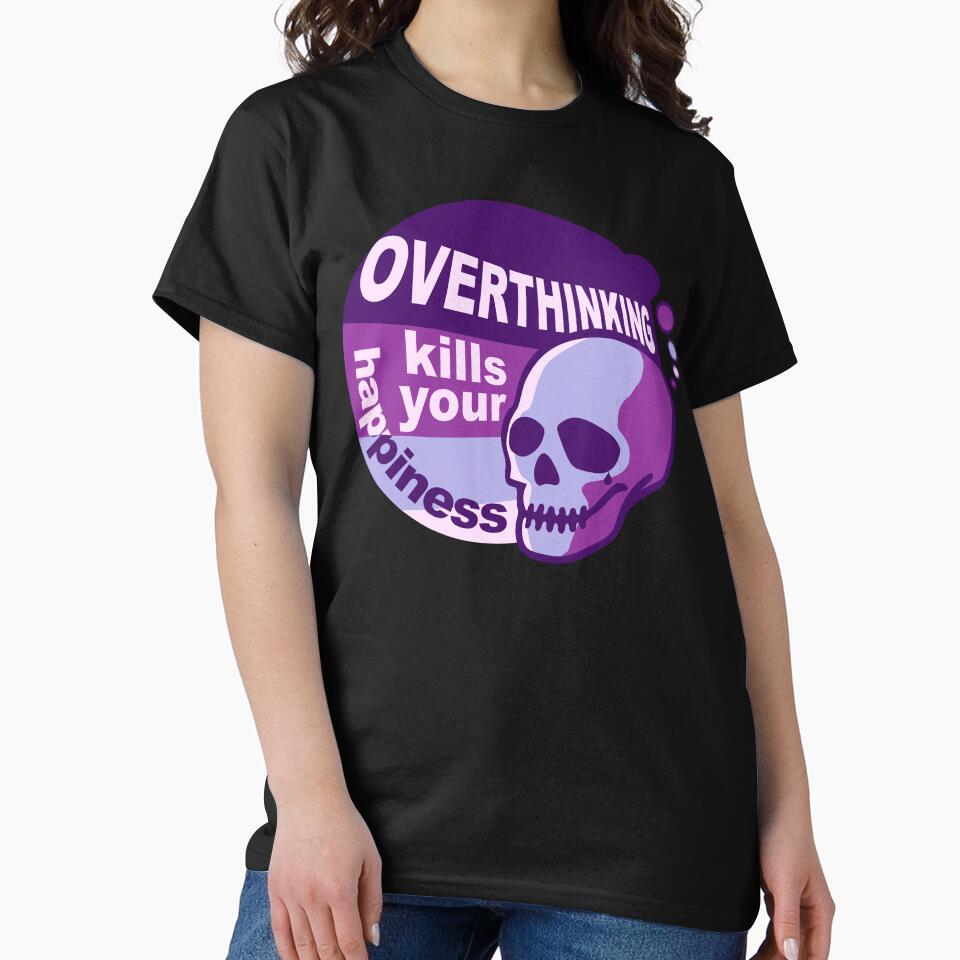 Overthinking kills your happiness Retro style Purple by Skulls & Calaveras