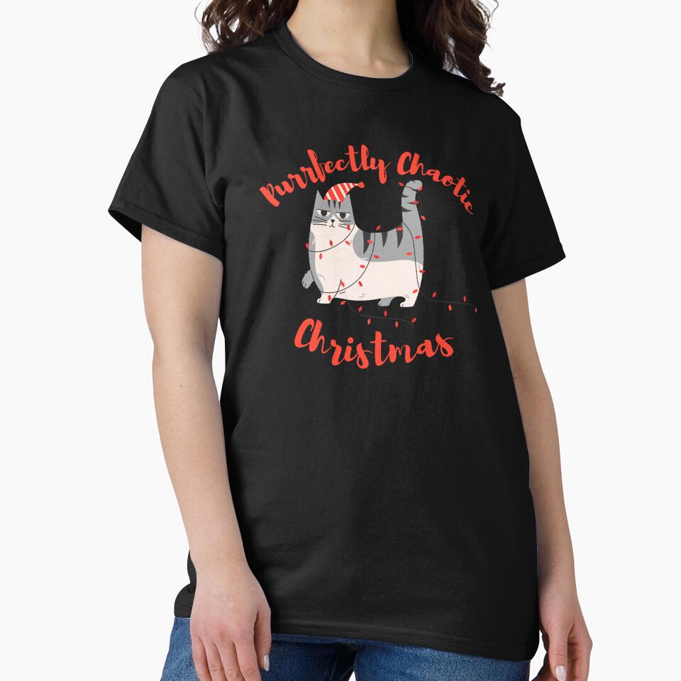 Purrfectly Chaotic Christmas – Black Funny Cat Holiday Design Quote for Cat Lovers by Artycom