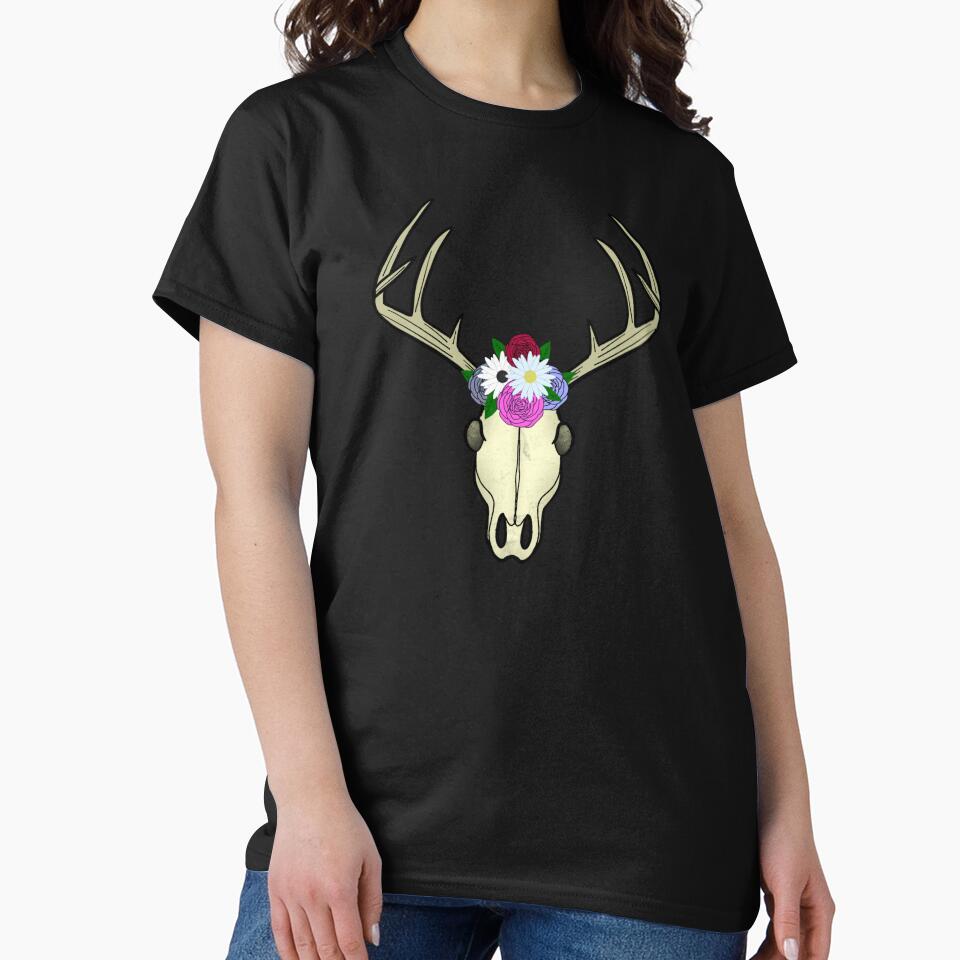 Deer Skull With Flowers by JMDesignHouse