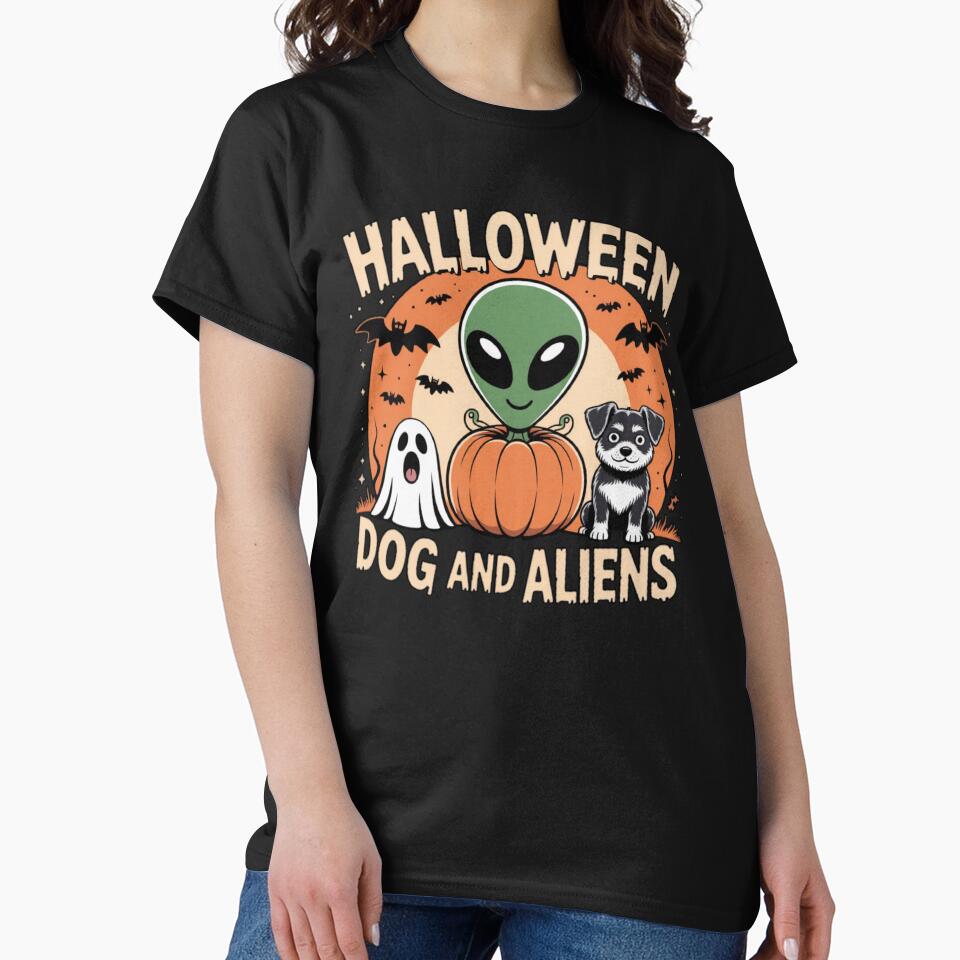 Halloween Alien with Dog and Pumpkin Design by ALL ART