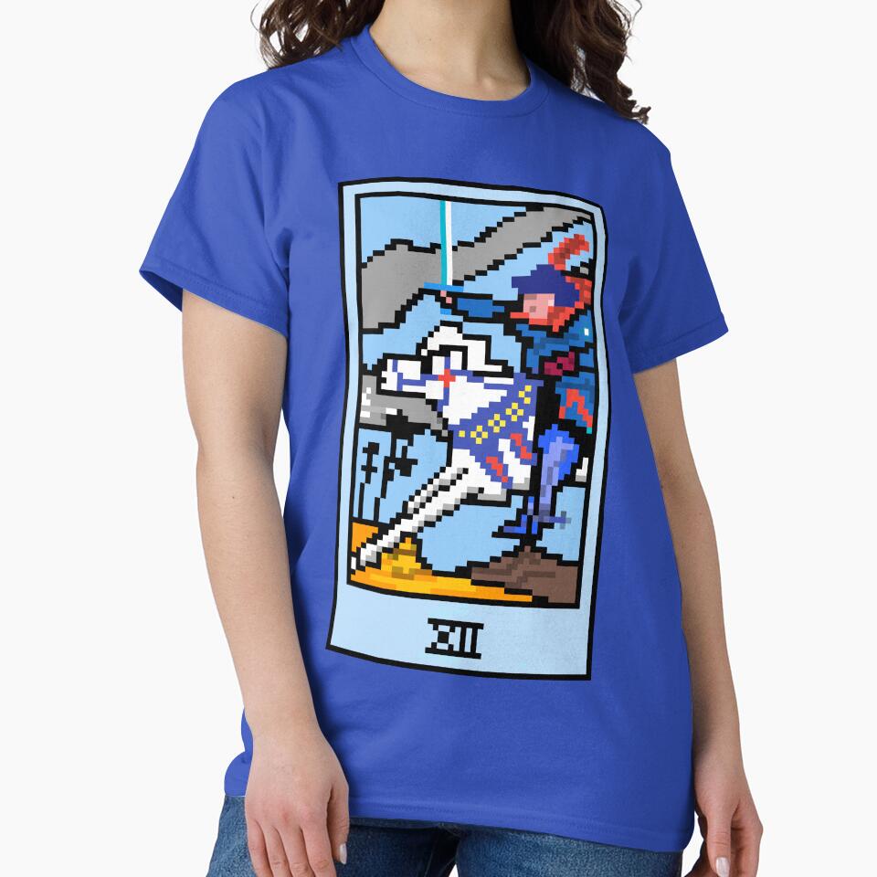 Wait, is this pixel art tarot? Blue - Minor Arcana 'Knight of Swords' (Design for T-shirt, stickers and other accessories) by Pixel Waite
