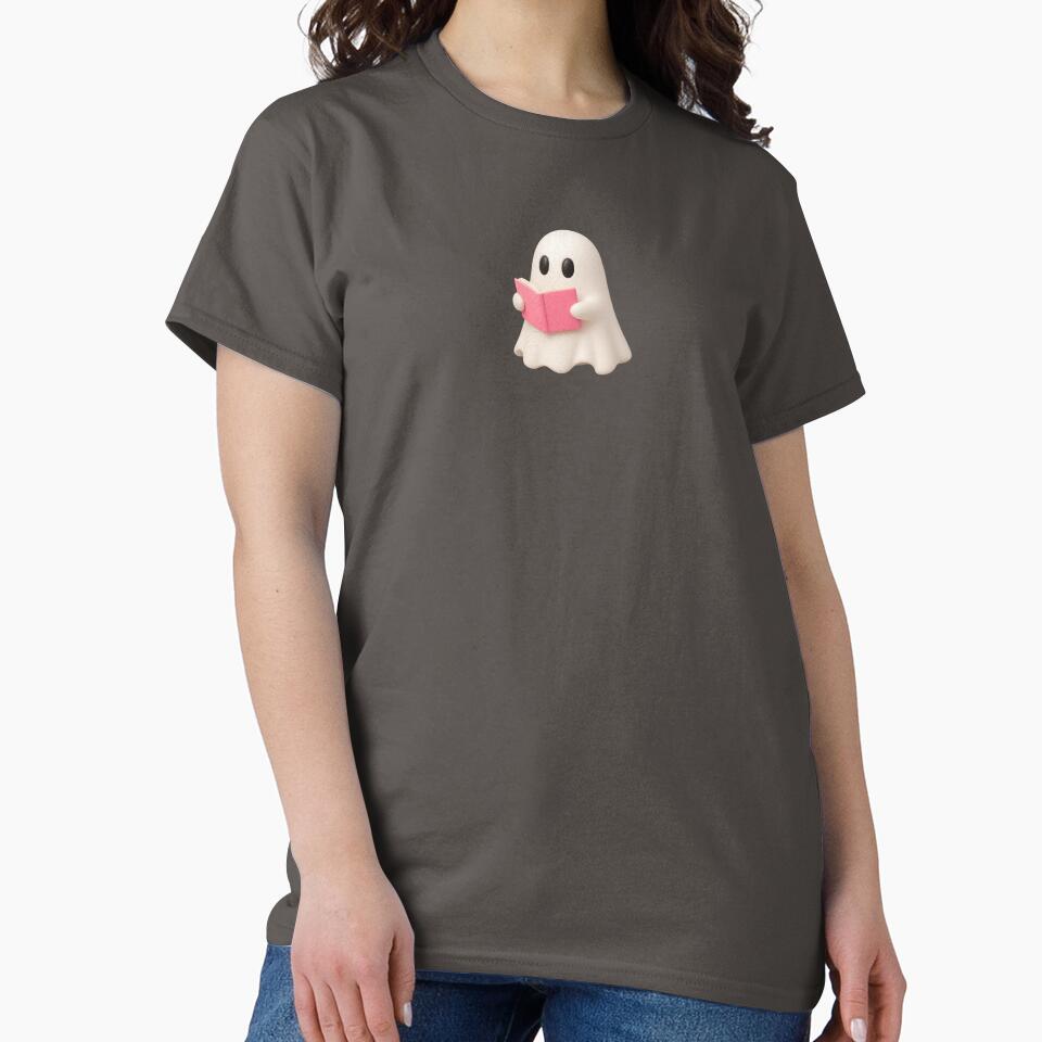 Cute Ghost Reading Pink Book by deisgnsbyshane