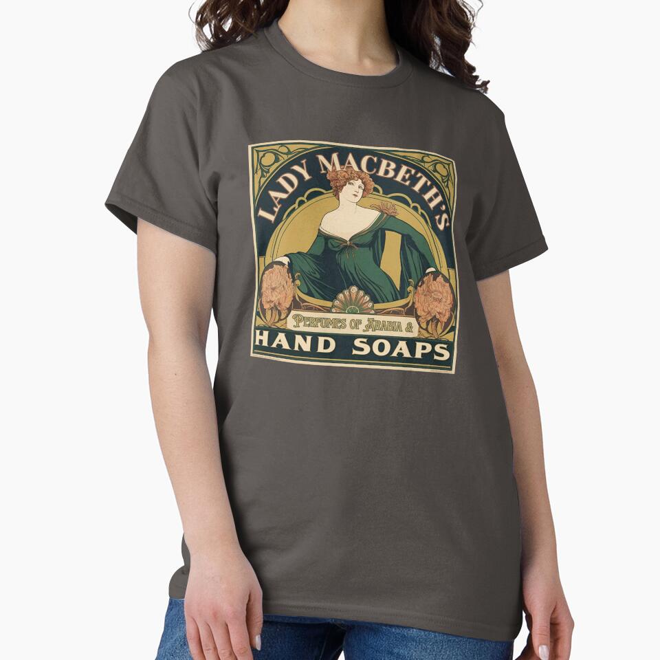 Lady Macbeth’s Hand Soap Tee – Shakespeare Art Nouveau T-Shirt – Out, Damn Spot! – Literary Humor Tee for Book Lovers & Theater Fans by Varlo