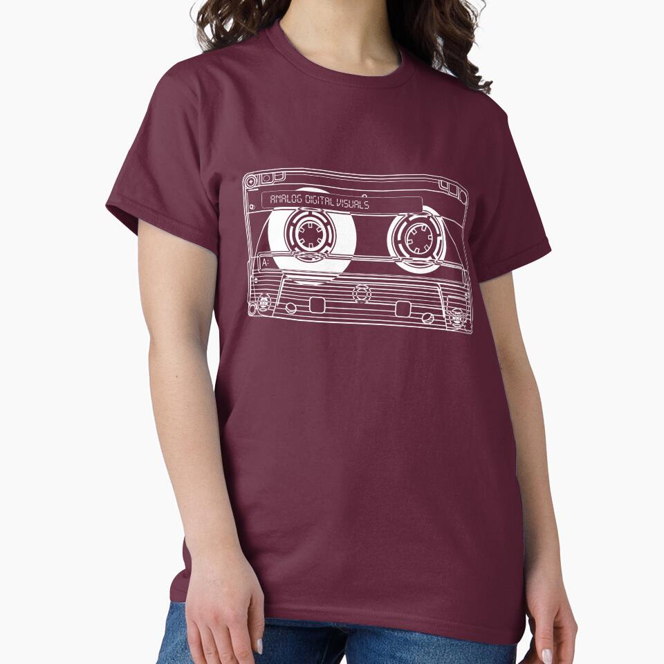 Cassette Tape Graphic Tee – Mixtape Era Y2K Streetwear (White Lines) Choose a Darker Color / Analog / Music by analogdigitalvz