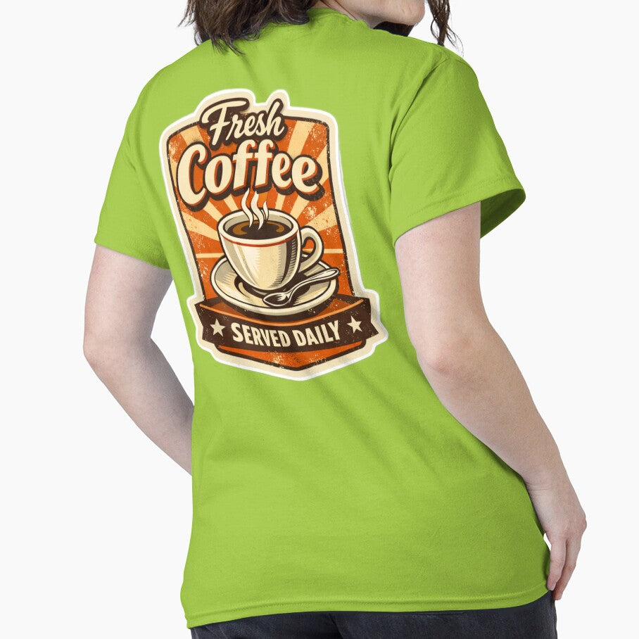 Fresh Coffee Served Daily - Vintage Coffee Morning Mug Design by FluffiPopo